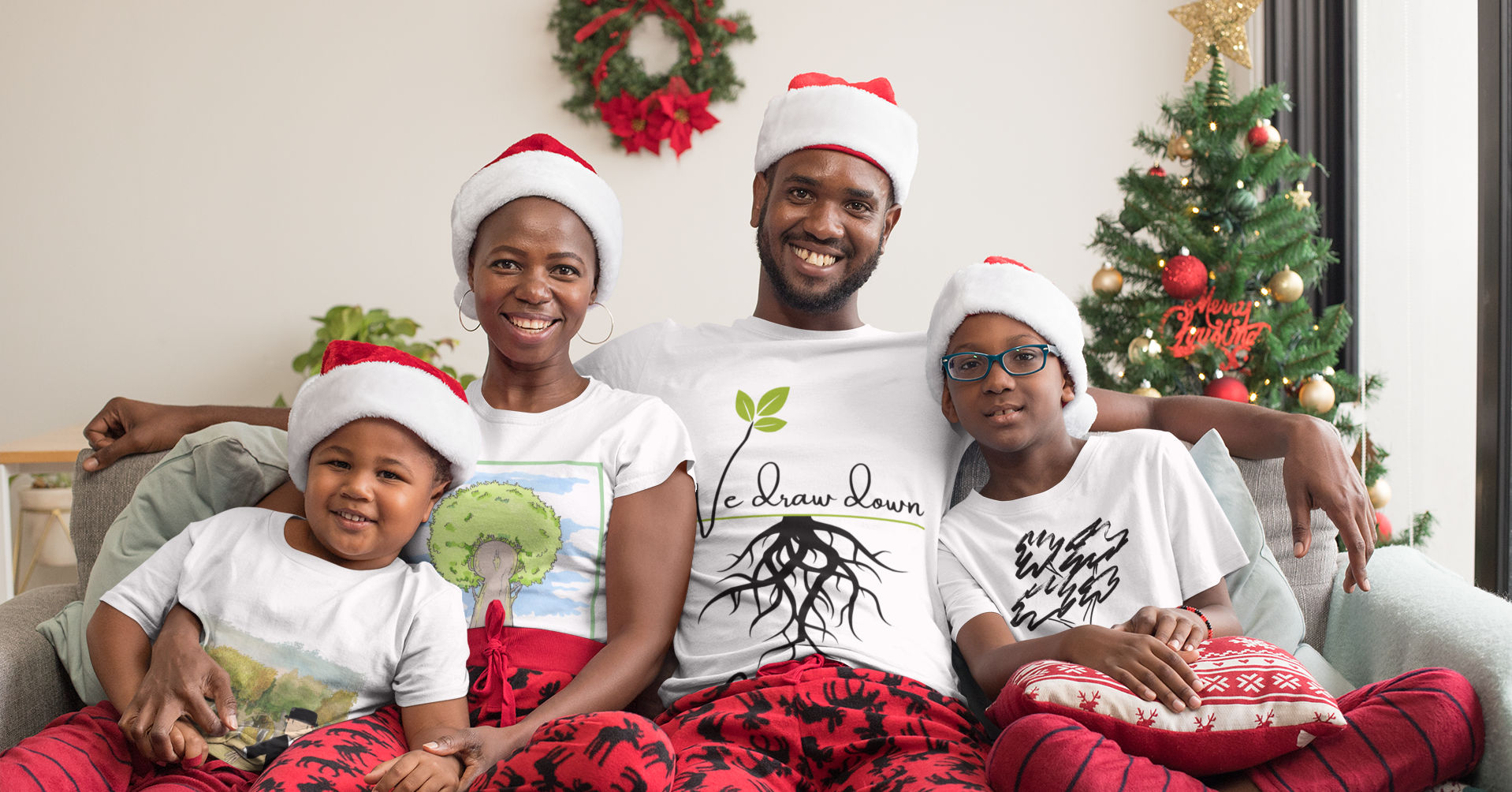 celebri-tees on a family of four at christmas