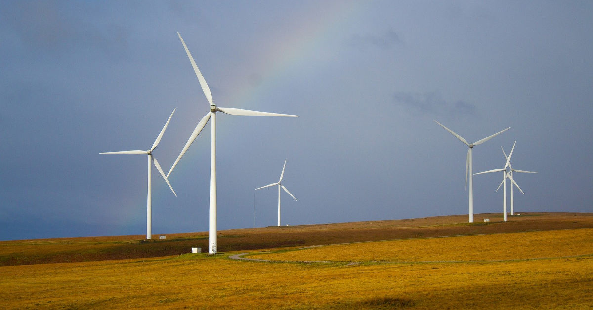 Wind turbines on open hills