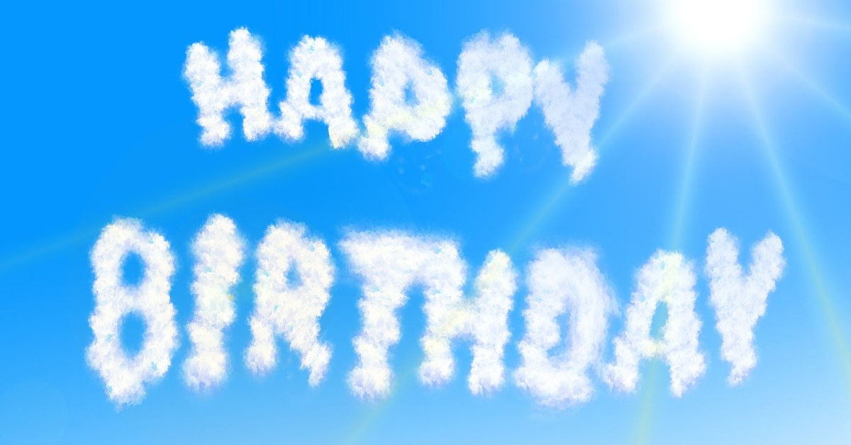 Happy Birthday written with clouds