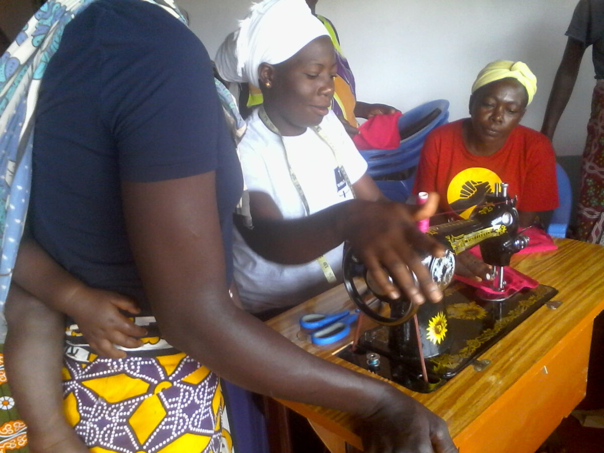 women using sewing machine